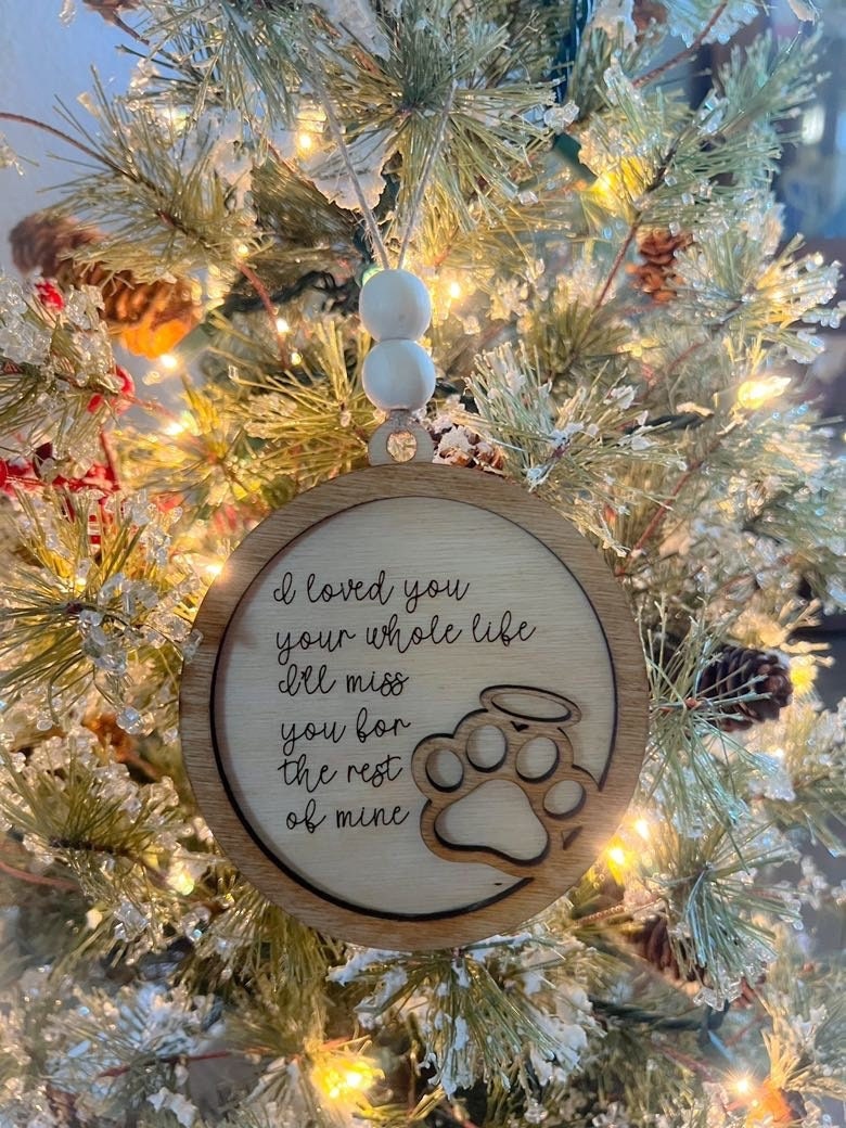 Pet Memorial Ornament - Dog Paws - Cat Paws - Pet Loss Ornament - Wooden Hanging Christmas Tree Ornament - Memorial Ornament