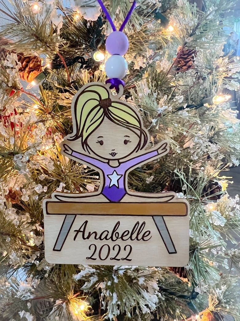 Gymnastics Ornament - Wooden Hanging Christmas Tree Ornament - Gymnastics Lover - Gymnastics Gift - Gymnast Ornament - Bars - Beam - Vault