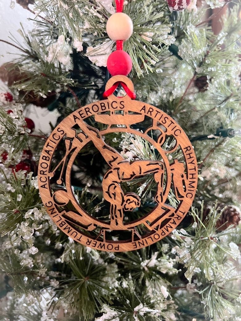 Mens Gymnastics Ornament - Wooden Hanging Christmas Tree Ornament - Gymnastics Lover - Gymnastics Gift - Gymnast Ornament