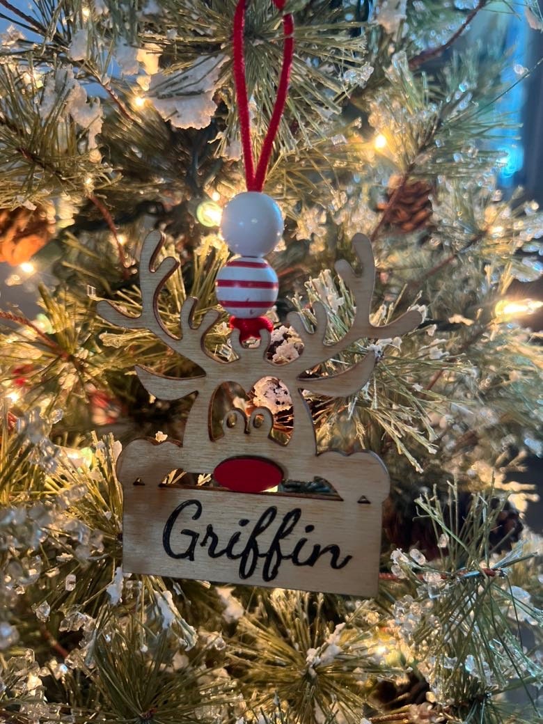 Laser cut Wood Christmas Ornament - Reindeer Ornament - Christmas Decor - Wood Ornaments - Christmas Gift - Personalized - Gift - Ornament