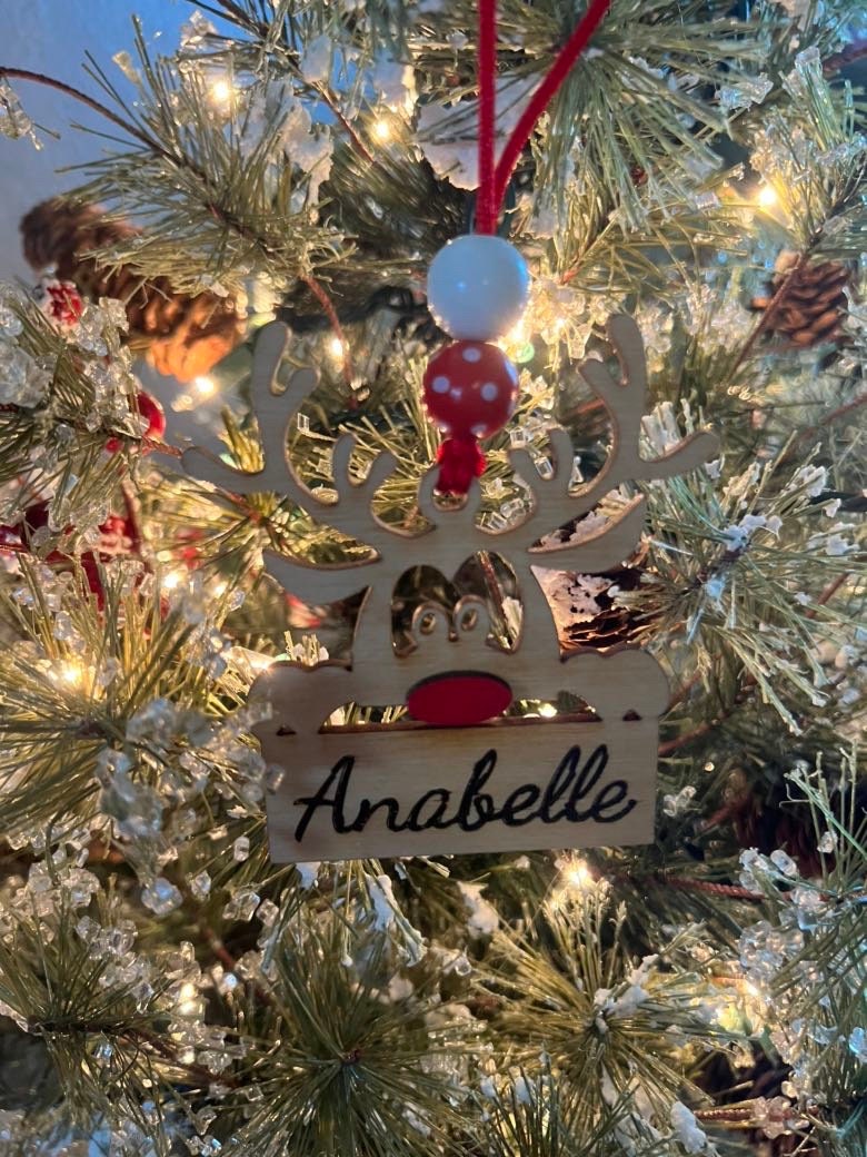 Laser cut Wood Christmas Ornament - Reindeer Ornament - Christmas Decor - Wood Ornaments - Christmas Gift - Personalized - Gift - Ornament