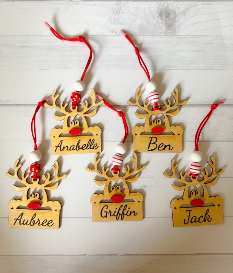 Laser cut Wood Christmas Ornament - Reindeer Ornament - Christmas Decor - Wood Ornaments - Christmas Gift - Personalized - Gift - Ornament