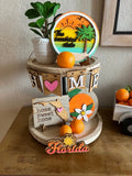 Florida - Orange Tiered Tray Bundle - Orange Decor - Florida Tier Tray Decor - Finished Tiered Tray Set - Home Decor - Summer Tier Trays