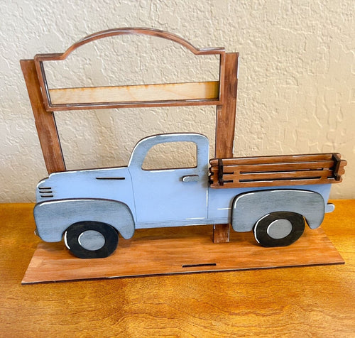 Christmas Trees - Interchangeable Decor - Truck Interchangeable Sign - Seasonal Decor - Farmhouse Decor - Blue Truck - Truck Seasonal Decor