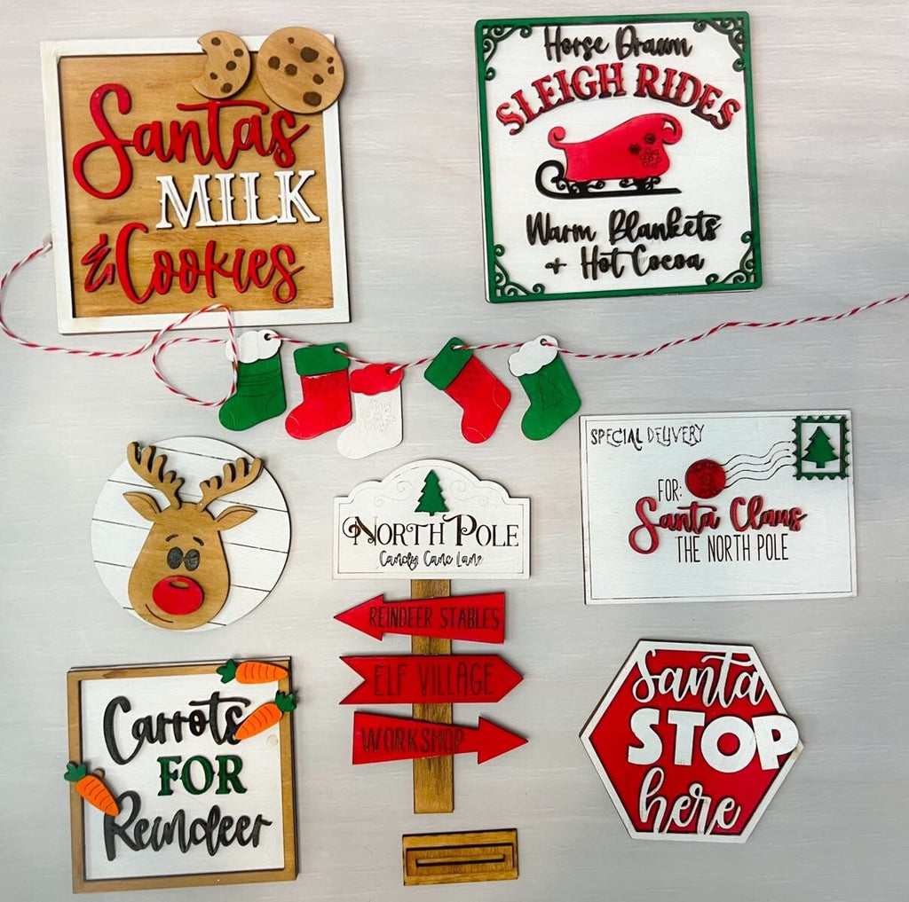 Christmas Tiered Tray Bundle - Farmhouse Christmas Decor - Christmas Tree Tiered Tray - Christmas 3D Signs - Reindeer - Santas Cookies