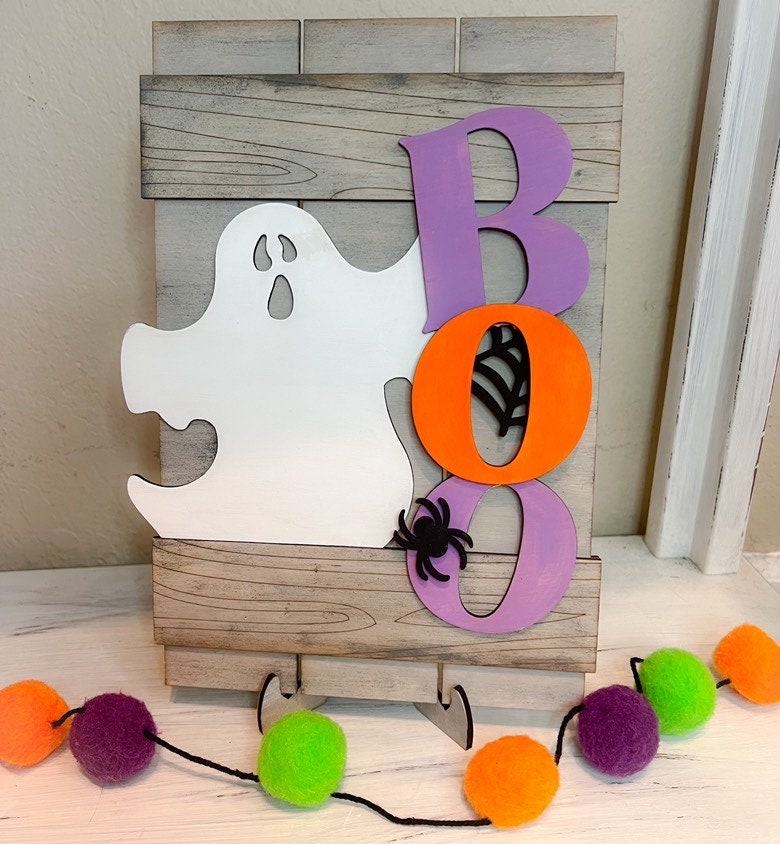 Ghost Signs - Boo Sign - Halloween Decoration - Halloween Decor - Halloween Signs - Ghost Decor - Halloween Tier Tray Signs