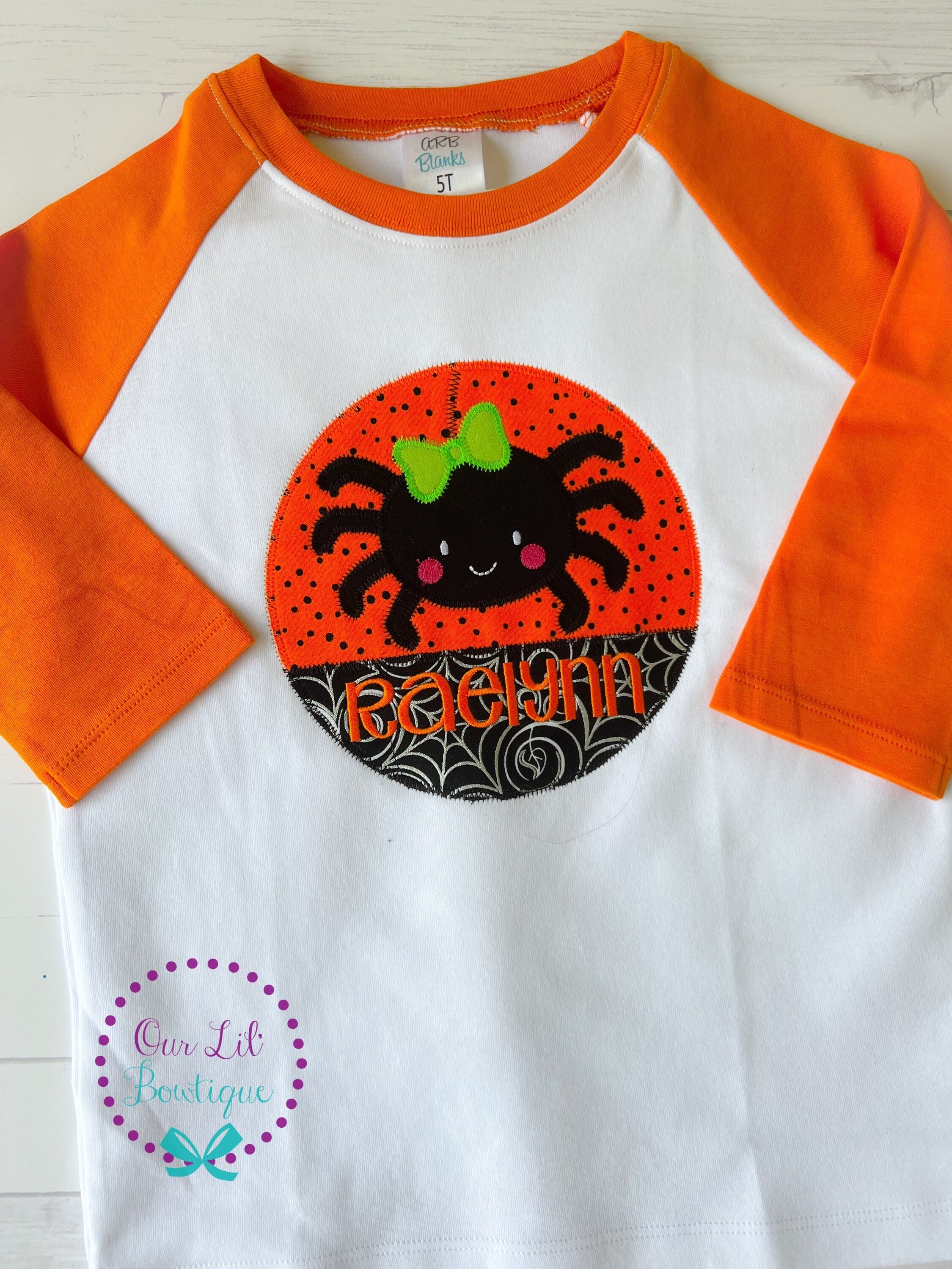 Spider Halloween Shirt - Girls Halloween Shirt - Spider Shirt - Girly Spider - Personalized Spider - Halloween Shirt - Spider Applique Shirt