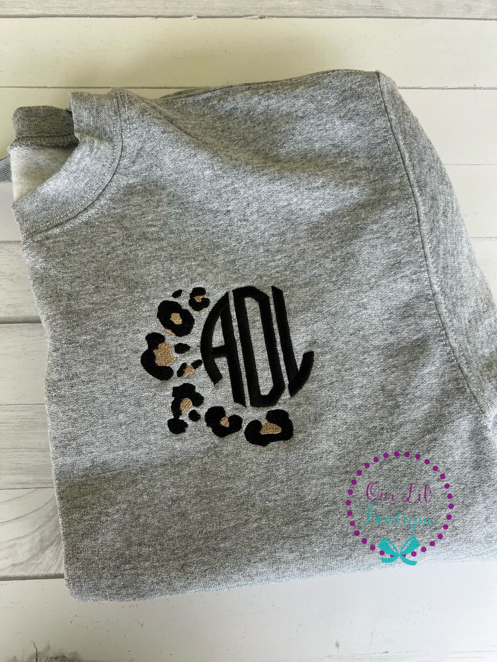 Leopard Monogram Sweatshirt: Personalized Cotton Sweatshirt