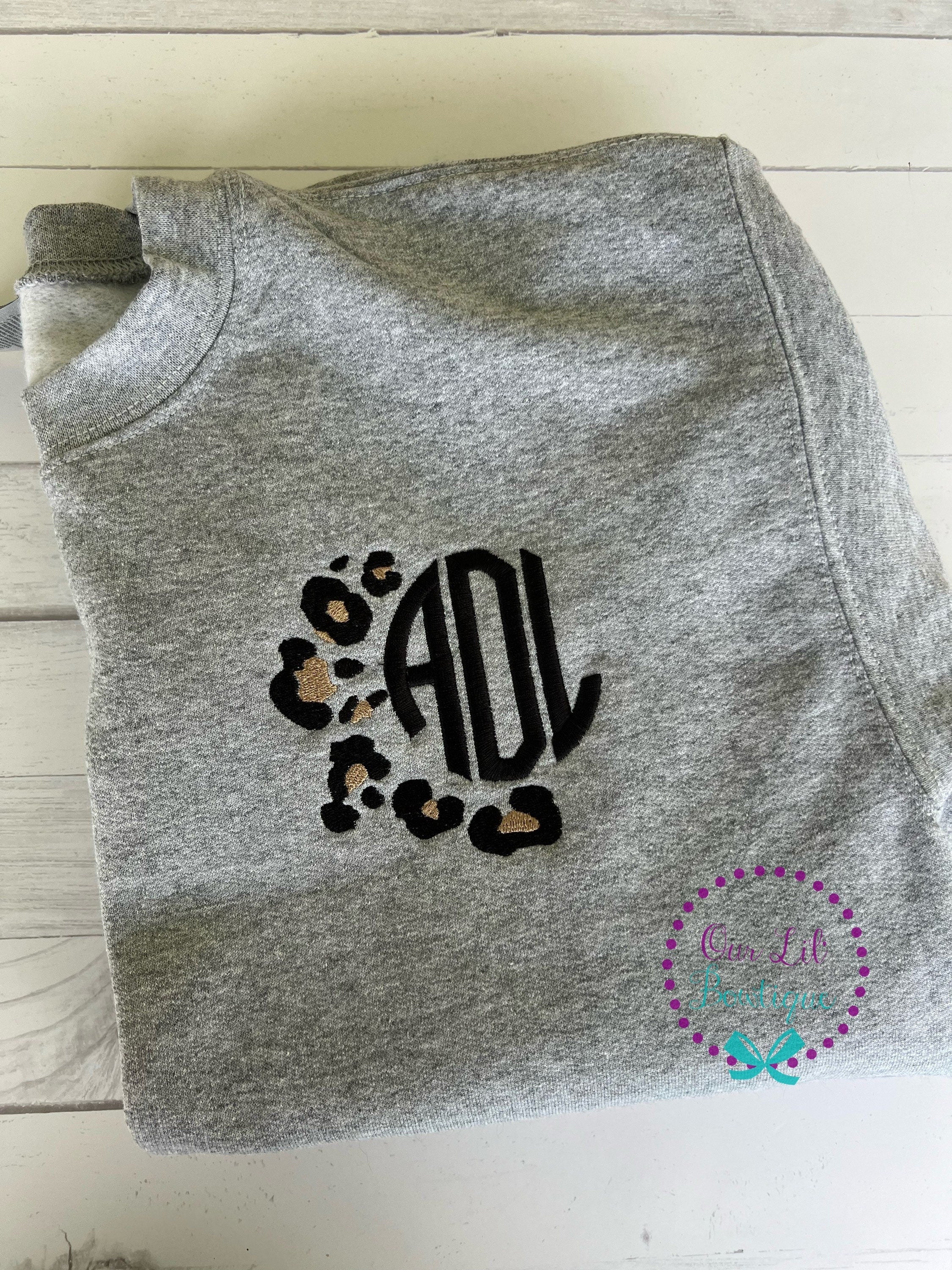 Leopard Monogram Sweatshirt: Personalized Cotton Sweatshirt