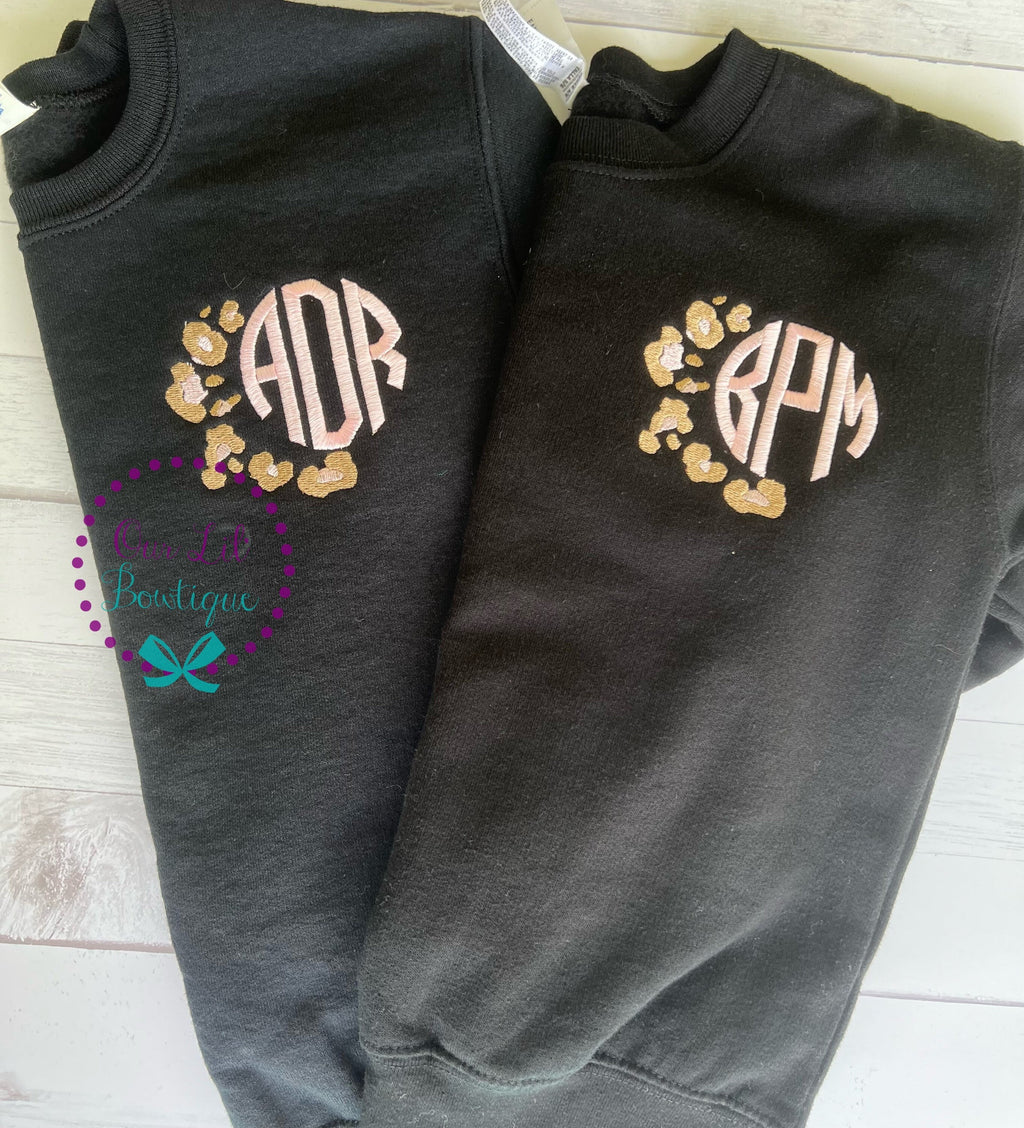 Leopard Monogram Sweatshirt: Personalized Cotton Sweatshirt
