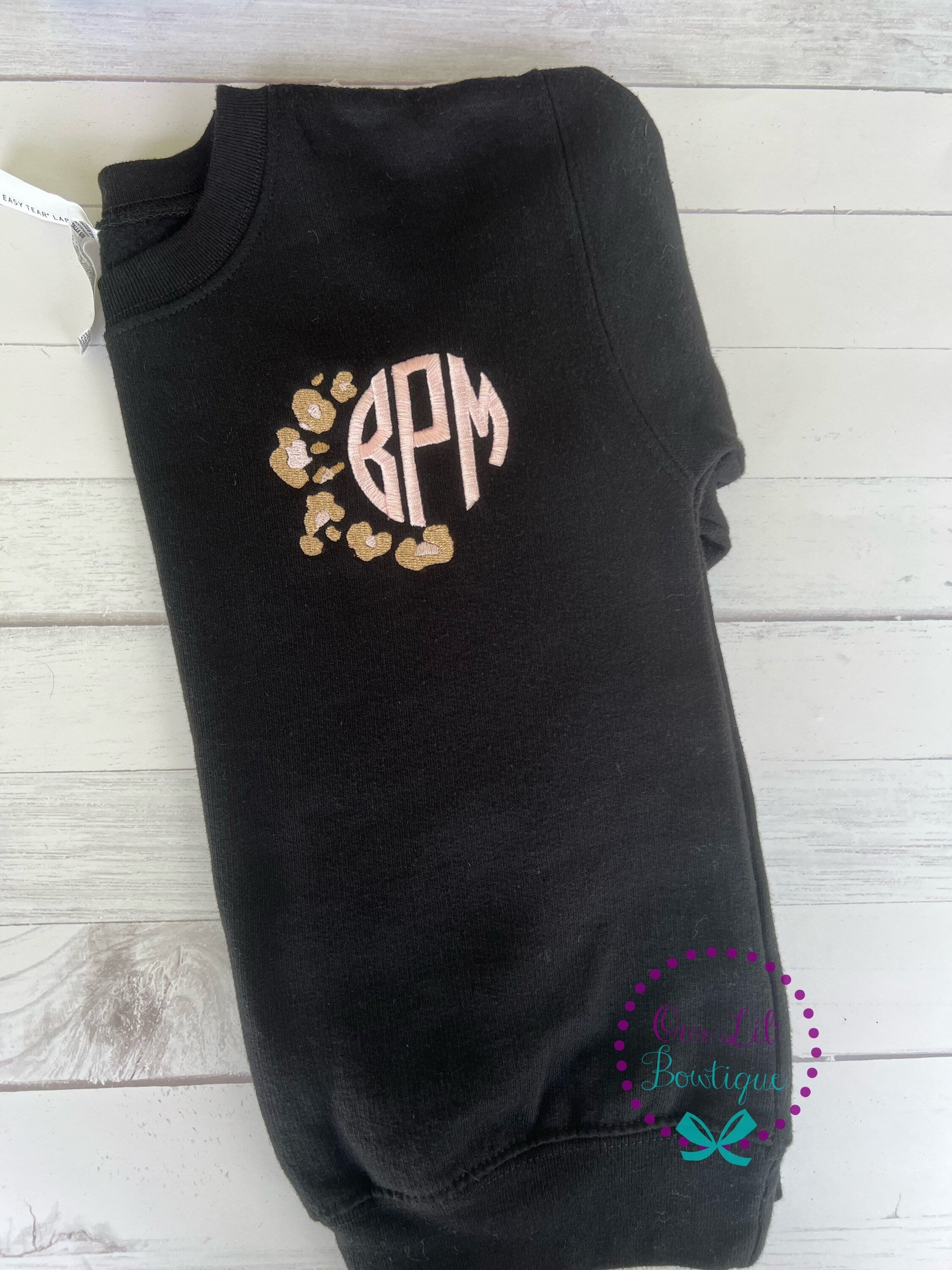 Leopard Monogram Sweatshirt: Personalized Cotton Sweatshirt