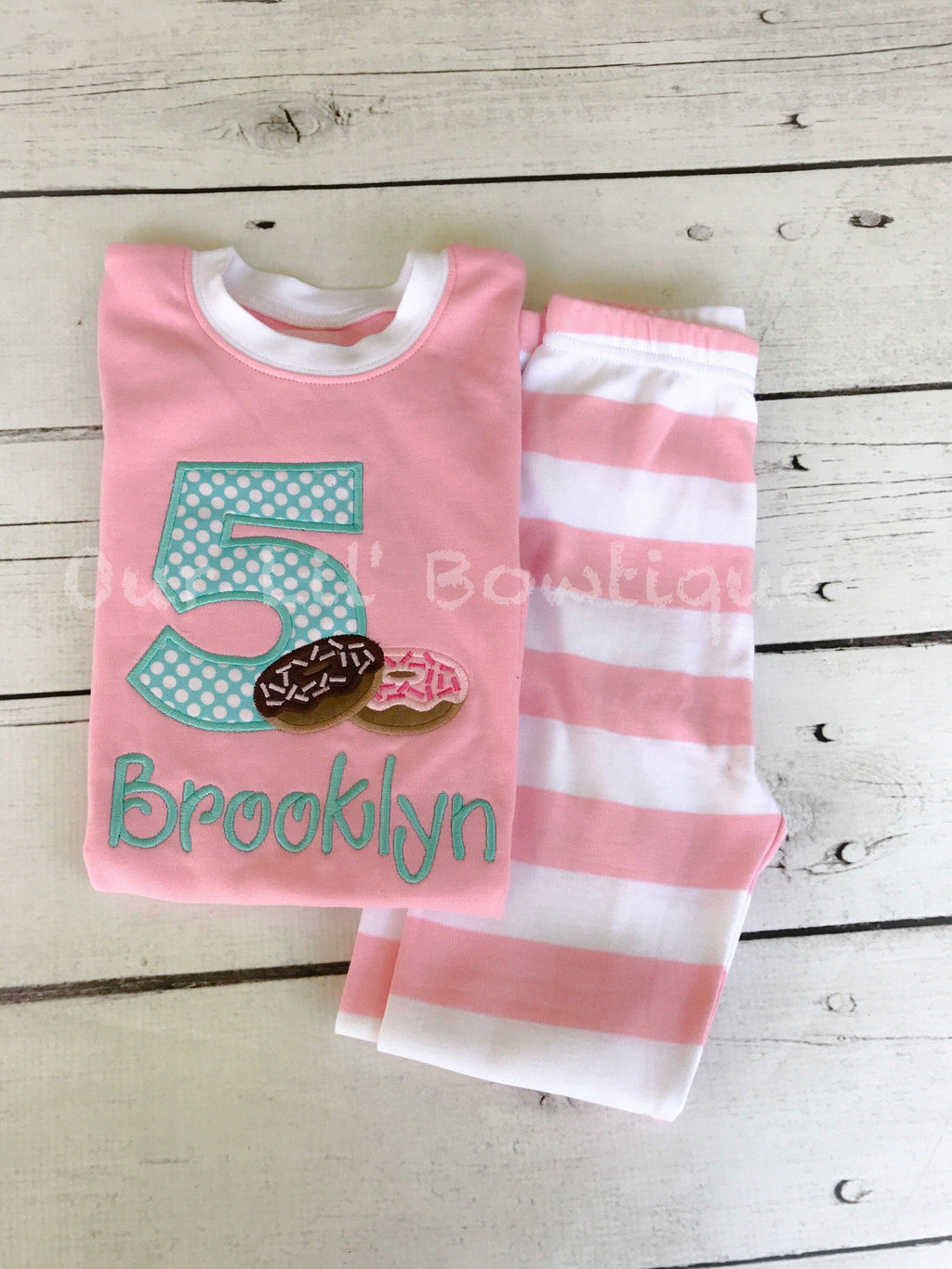 Donut Birthday Outfit: Personalized Appliqué Shirt & Pants