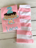 Personalized Pancake Birthday Outfit: Applique Shirt & Striped Leggings