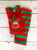 PRE-ORDER Personalized Reindeer Christmas Pajamas: Striped Holiday PJs