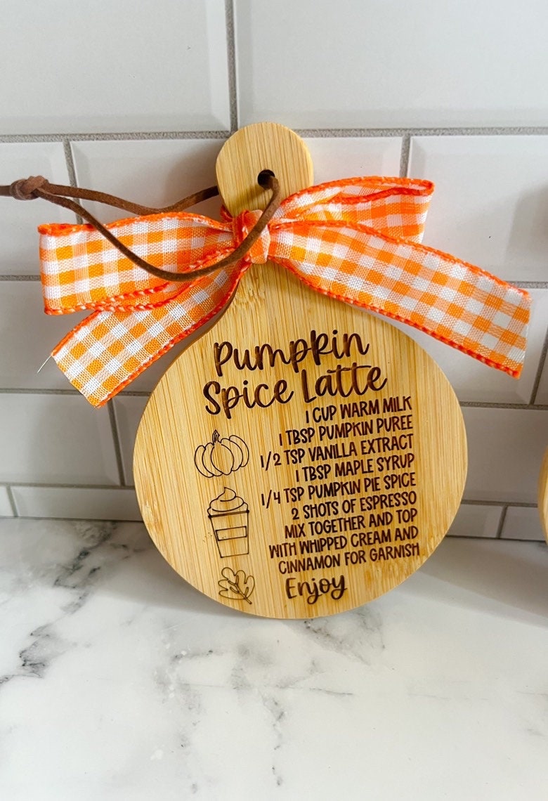 Pumpkin Pie Recipe - Pumpkin Spice Latte - Engraved Cutting Board - Mini Cutting Boards - Farmhouse Cutting Board - Thanksgiving