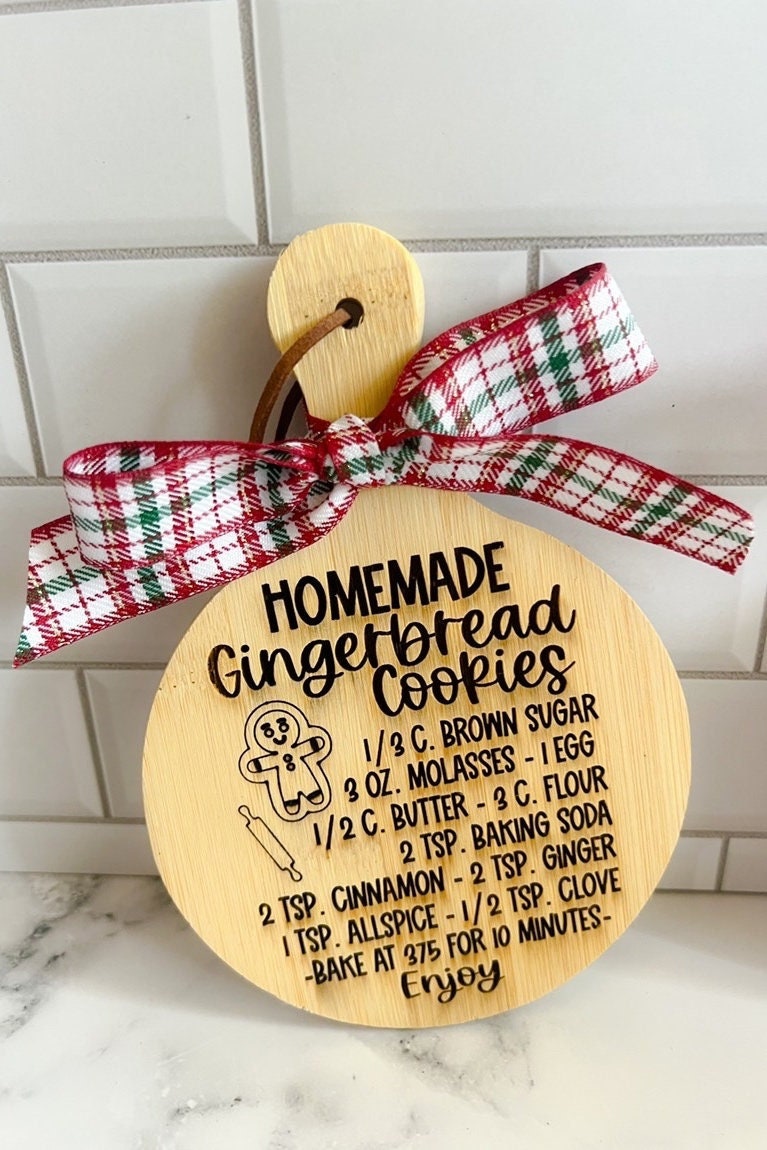 Gingerbread Cookie Recipe - Engraved Cutting Board - Mini Cutting Boards - Farmhouse Cutting Board - Tier Tray Decor - Cookie Recipe - Gift