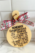 Gingerbread Cookie Recipe - Engraved Cutting Board - Mini Cutting Boards - Farmhouse Cutting Board - Tier Tray Decor - Cookie Recipe - Gift