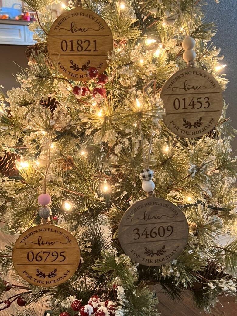 Zip Code Ornament - Laser cut Wood Christmas Ornament - Rustic Decor - Christmas Decor - Personalized Zip Code Ornament - Wedding Favor