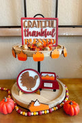 Thankful Grateful Blessed - Thanksgiving Tier Tray Decor - Fall Tiered Tray Bundle - Pumpkin Pie - Fall Themed Tiered - Turkey Tier Tray