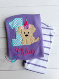 Floral Puppy Birthday Shirt: Personalized Applique Outfit