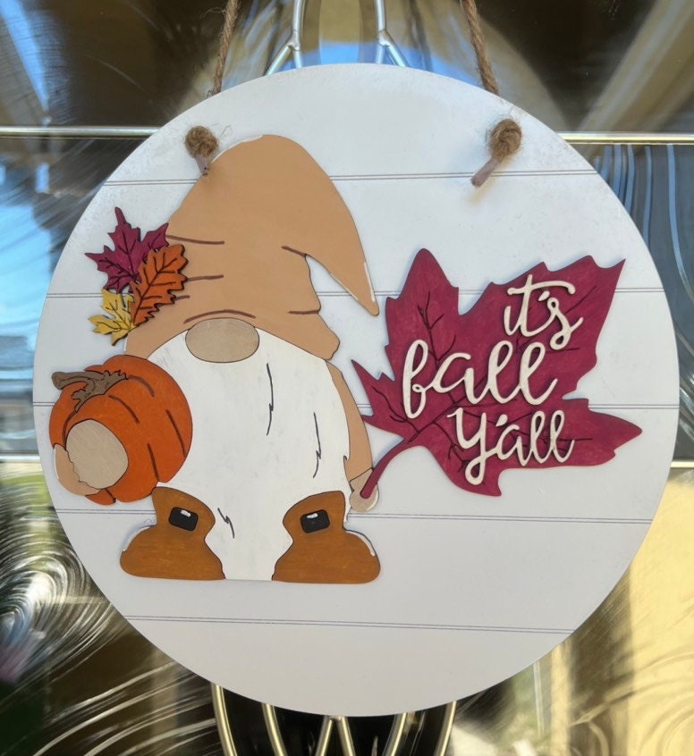 Fall Door Hanger - Front Door Decor - Gnome Fall Sign