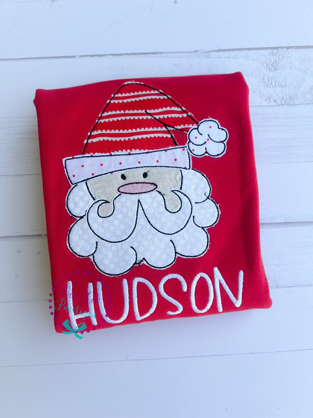 Personalized Santa Applique Christmas Shirt