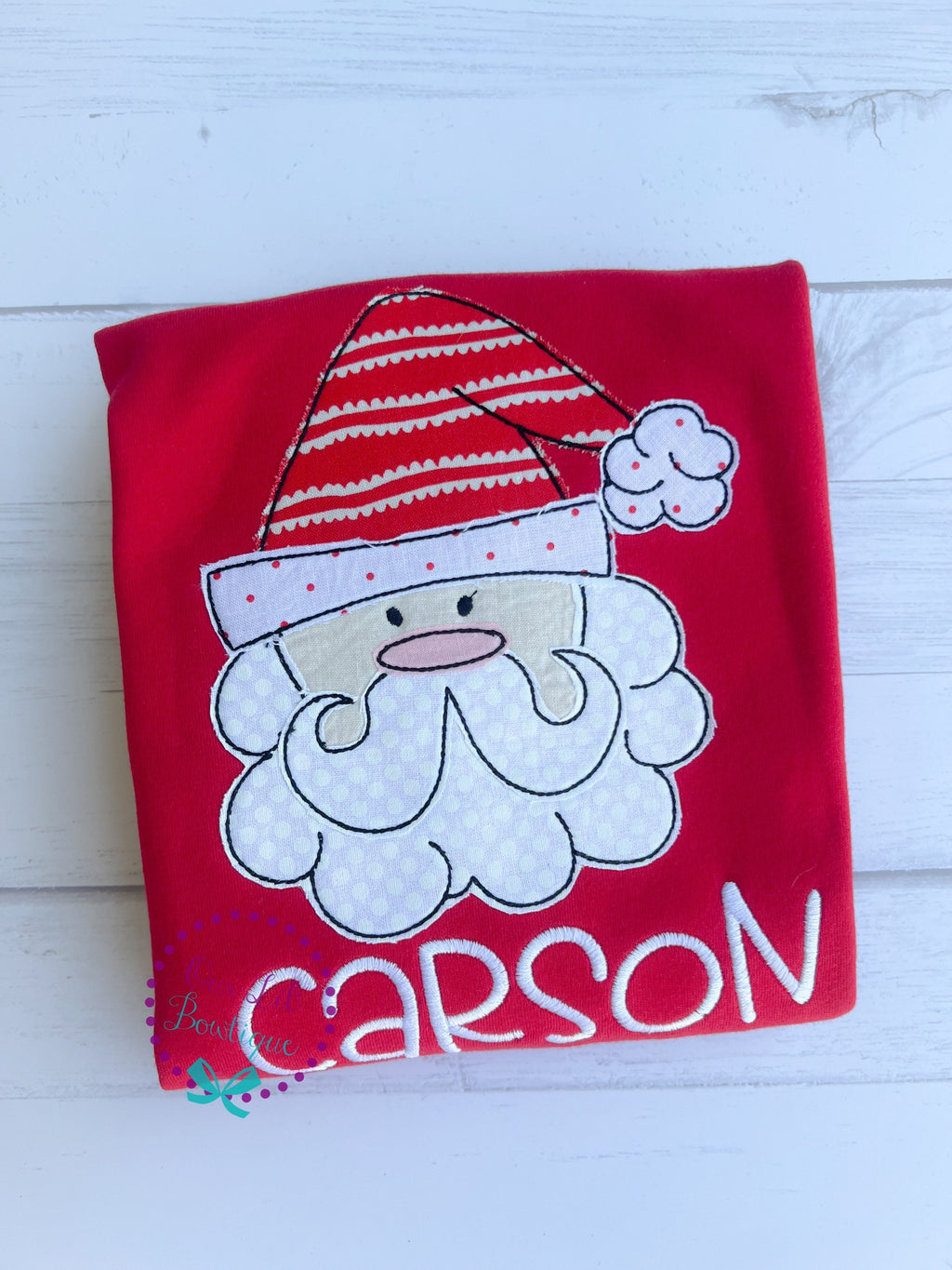 Personalized Santa Applique Christmas Shirt