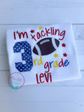 Personalized Football Back to School Shirt: Embroidered Applique