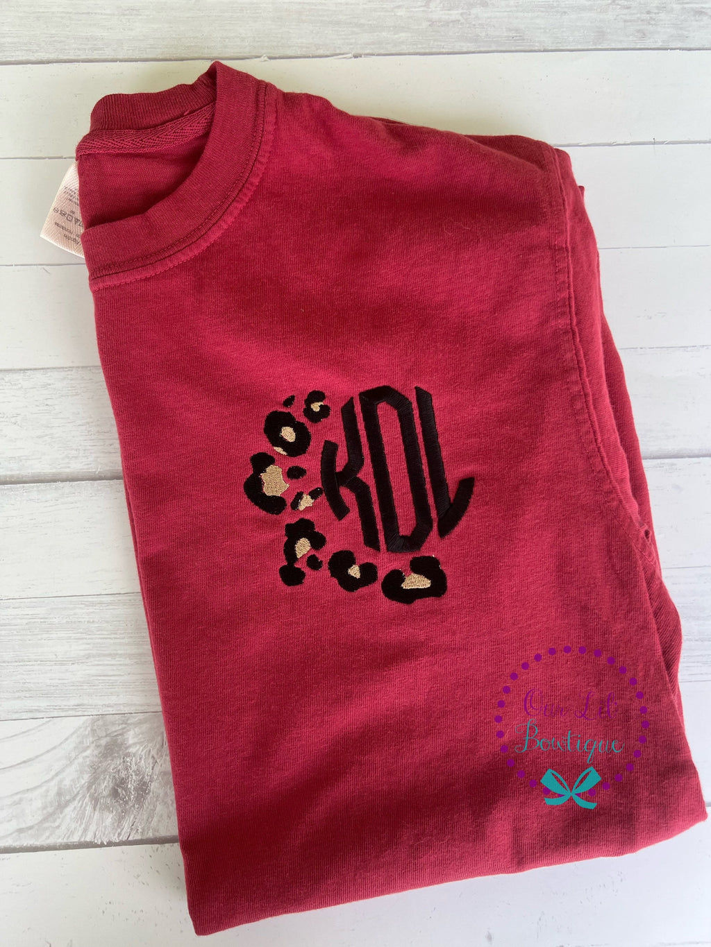 Leopard Monogram Comfort Colors Tee - Personalized Short Sleeve T-Shirt