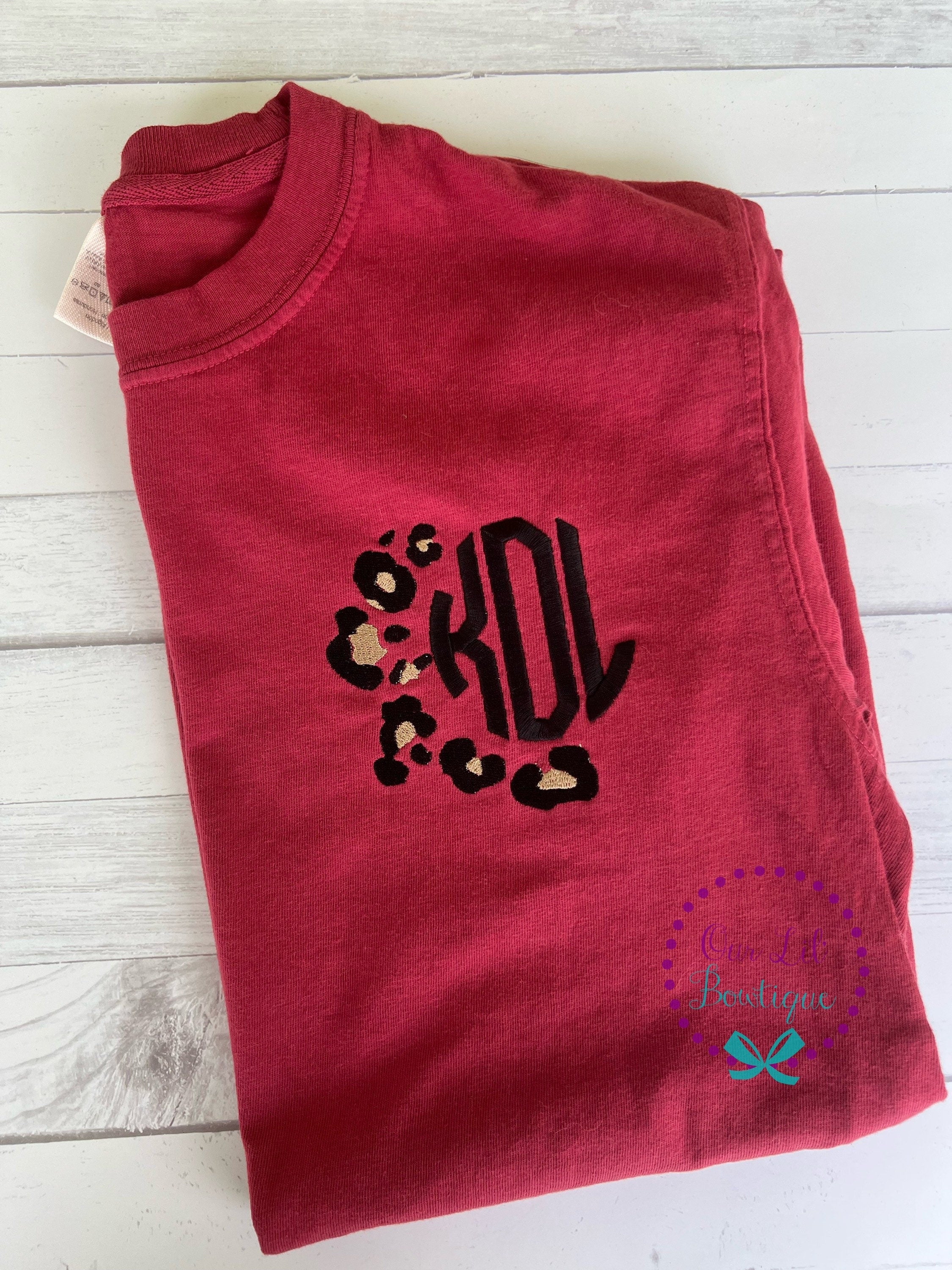 Leopard Monogram Comfort Colors Tee - Personalized Short Sleeve T-Shirt