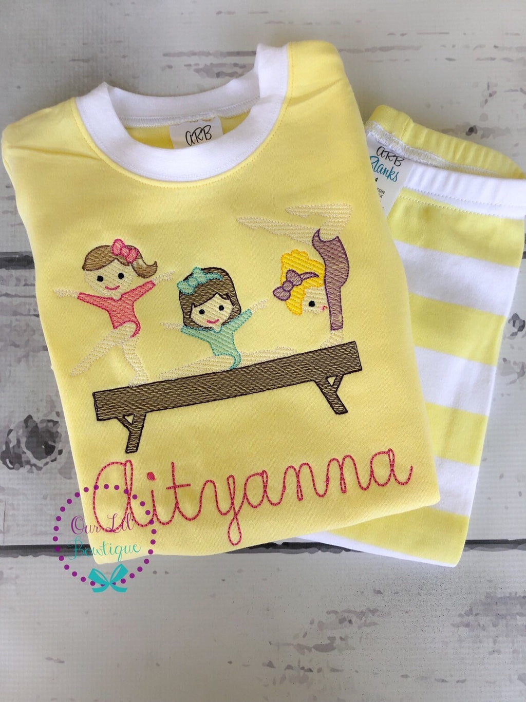 Embroidered Gymnastics Outfit: Personalized Gymnast Shirt & Pants