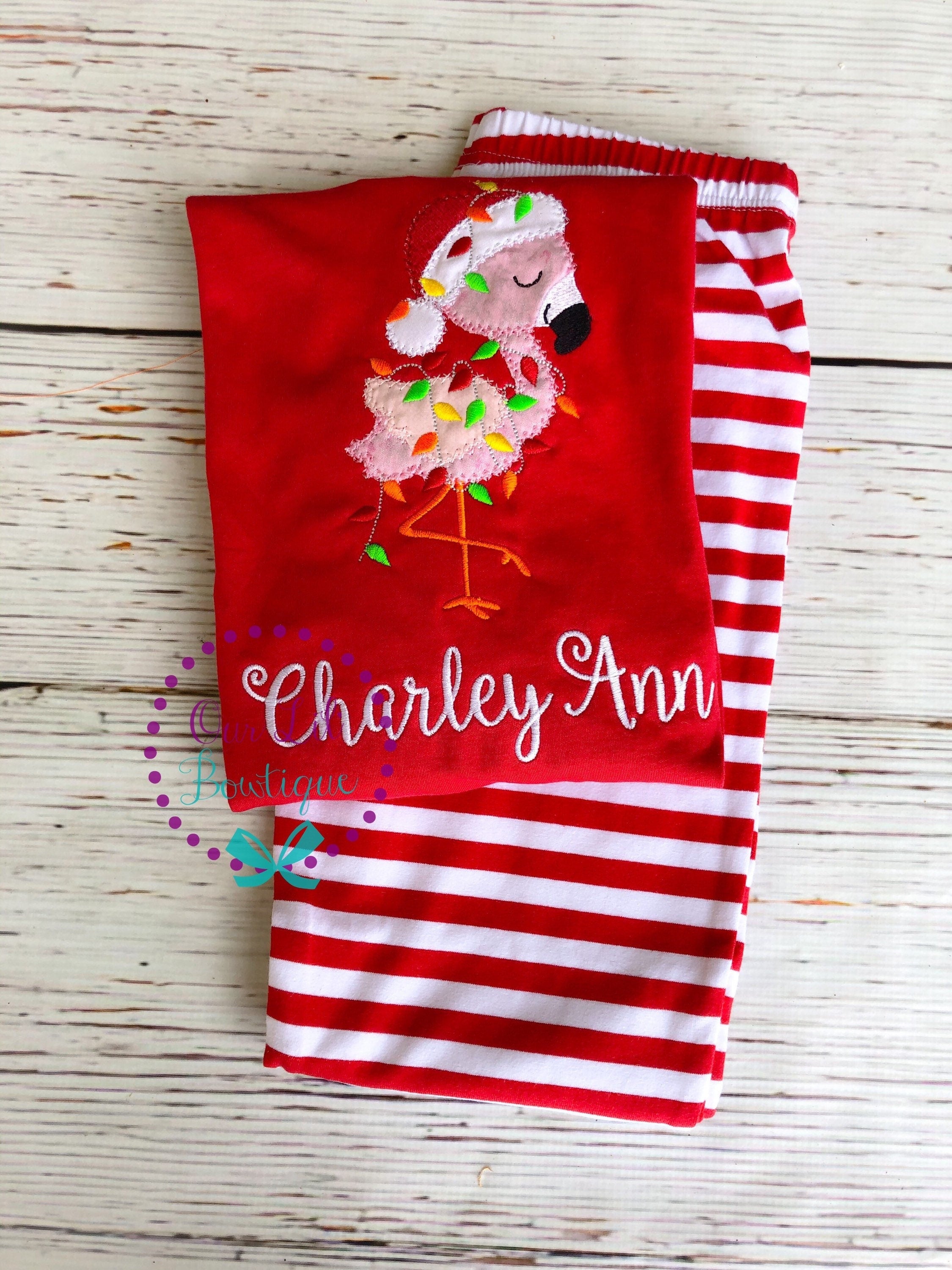 PRE-ORDER Flamingo Christmas - Christmas PJs- Pajamas- Personalized Christmas PJs - Christmas Flamingo- Matching Christmas Pajamas