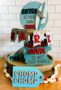 Shark Tiered Tray Set - Shark Decor - Beach Tiered Tray - Sharks - Finished Tiered Tray Set - Summer Home Decor - Bathroom Decor - Sharks