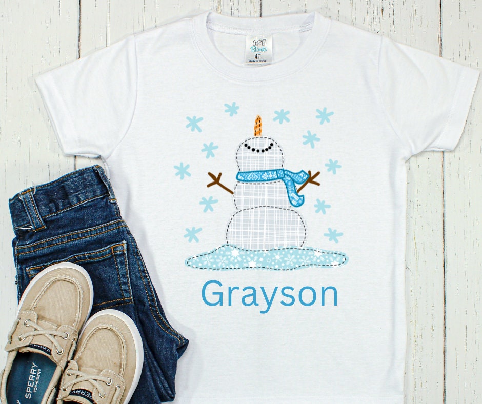 Personalized Snowman Shirt: Kids Winter Christmas Tee