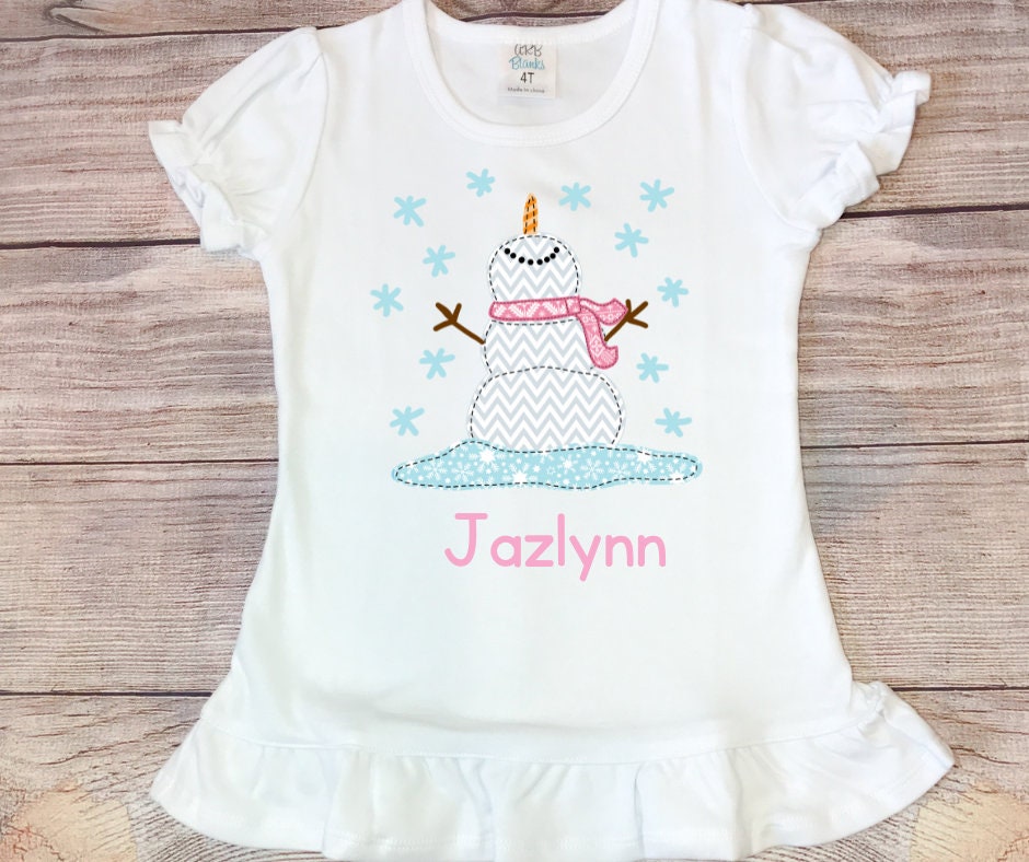Personalized Snowman Shirt: Kids Winter Christmas Tee