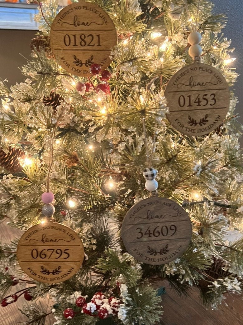 Zip Code Ornament - Laser cut Wood Christmas Ornament - Rustic Decor - Christmas Decor - Personalized Zip Code Ornament - Wedding Favor