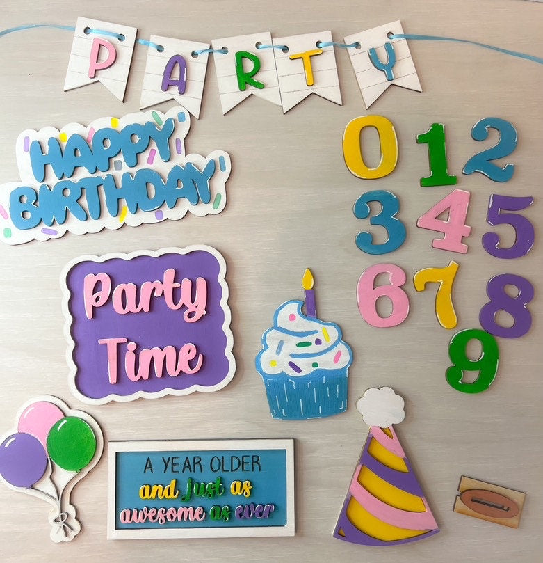 Birthday Tier Tray - Birthday Mini Signs - Birthday Decor - Signs