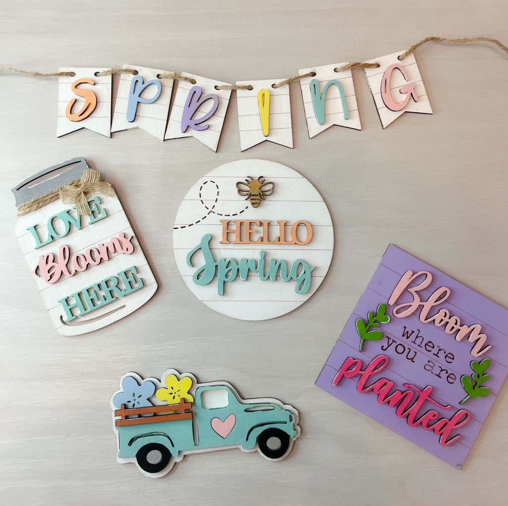 Spring Tiered Tray Decor - Farmhouse Easter Tiered Tray Set - Spring Decor