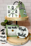Bathroom Tier Tray - Bath Tier Tray Bundle - Bathroom Decor - Bathroom Mini Signs