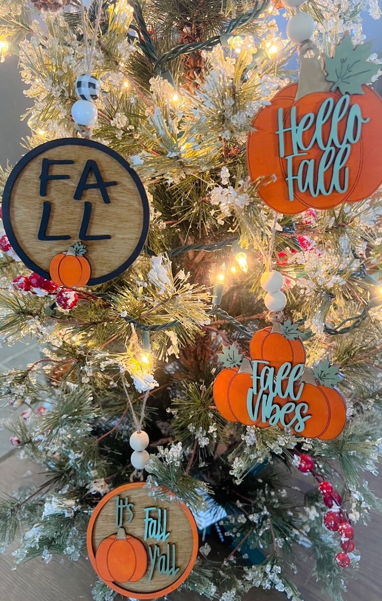 Fall Car Charm - Pumpkin Car Charms - Pumpkin Ornaments - Wooden Car Charm - Pumpkin Gift