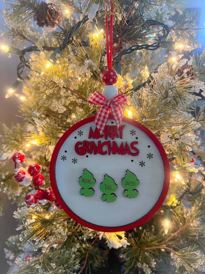 Family Name Ornament - Laser cut Wood Christmas Ornament - Rustic Decor - Christmas Decor - Personalized Family Ornament