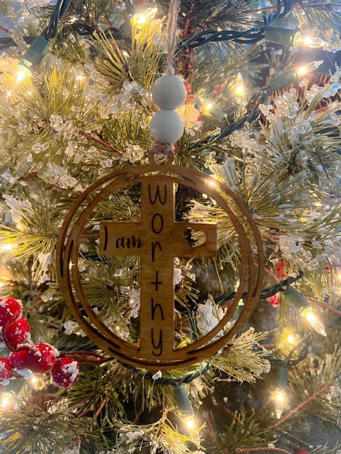 Religious Ornament - Christian Christmas Ornament - Faith Ornament - Worthy - Blessed - Bible Study Ornament