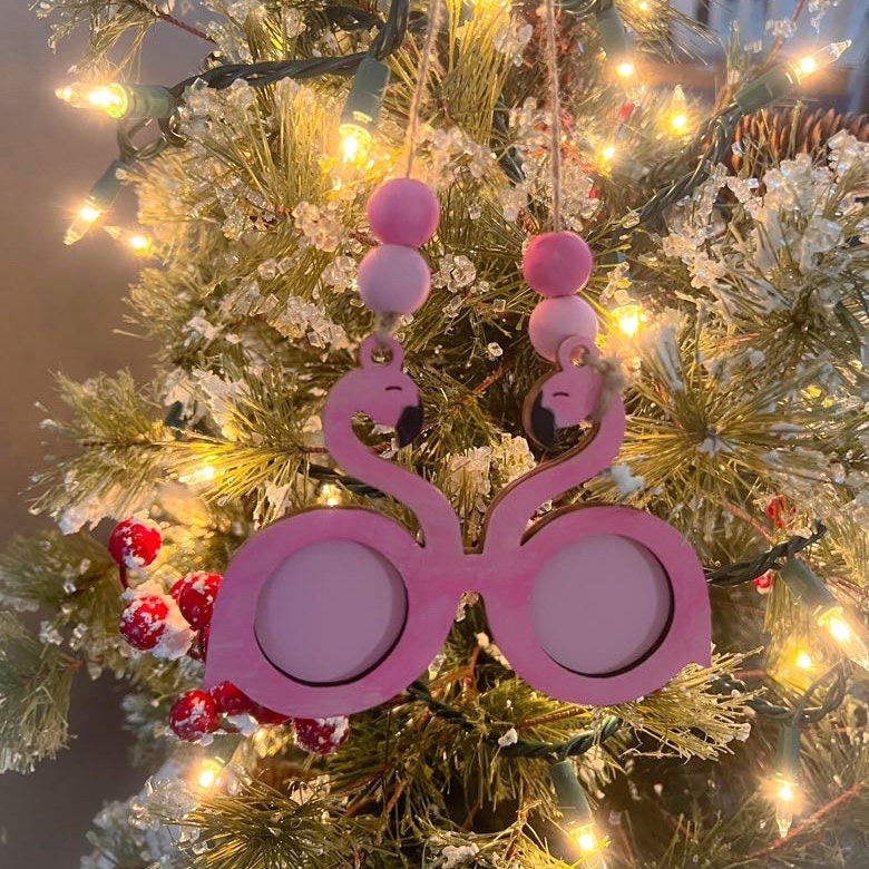 Flamingo Car Charm - Flamingo Ornament - Wooden Car Charm - Flamingo Gift - Flamingo Christmas Ornament