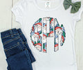 Santa Monogram Girls Christmas Shirt