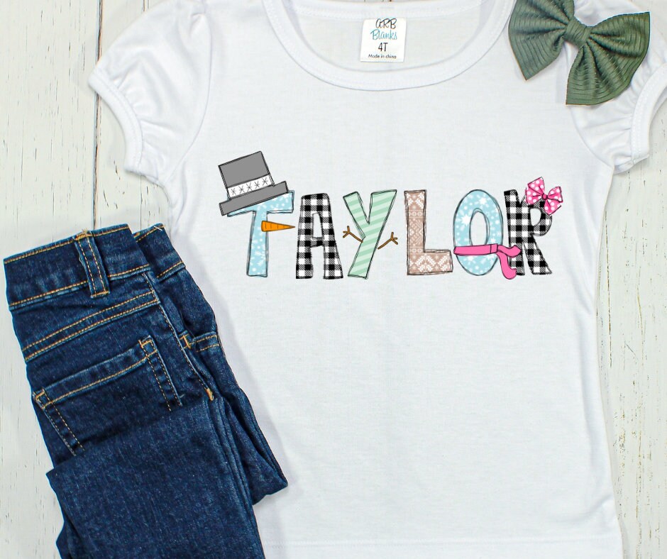 Personalized Snowman Christmas Shirt - Custom Name Holiday Tee