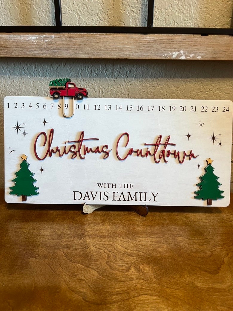Christmas Countdown Sign - Red Truck Christmas Countdown - Farmhouse Christmas - Christmas Advent Calendar - Christmas Decor