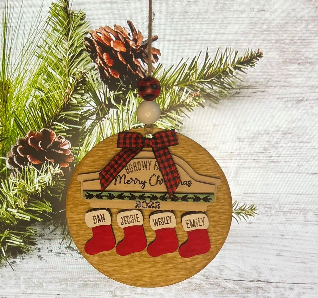Family Name Ornament - Laser cut Wood Christmas Ornament - Rustic Decor - Christmas Decor - Personalized Stocking Family Ornament - Family