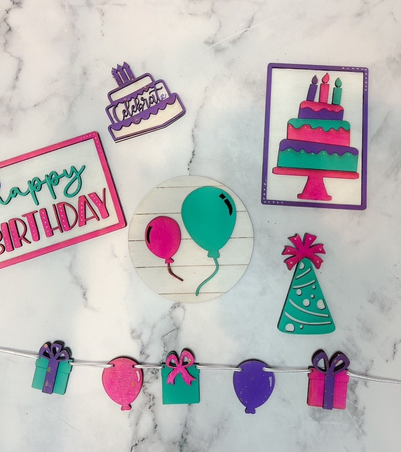 Birthday Tier Tray - Birthday Mini Signs - Birthday Decor - Signs