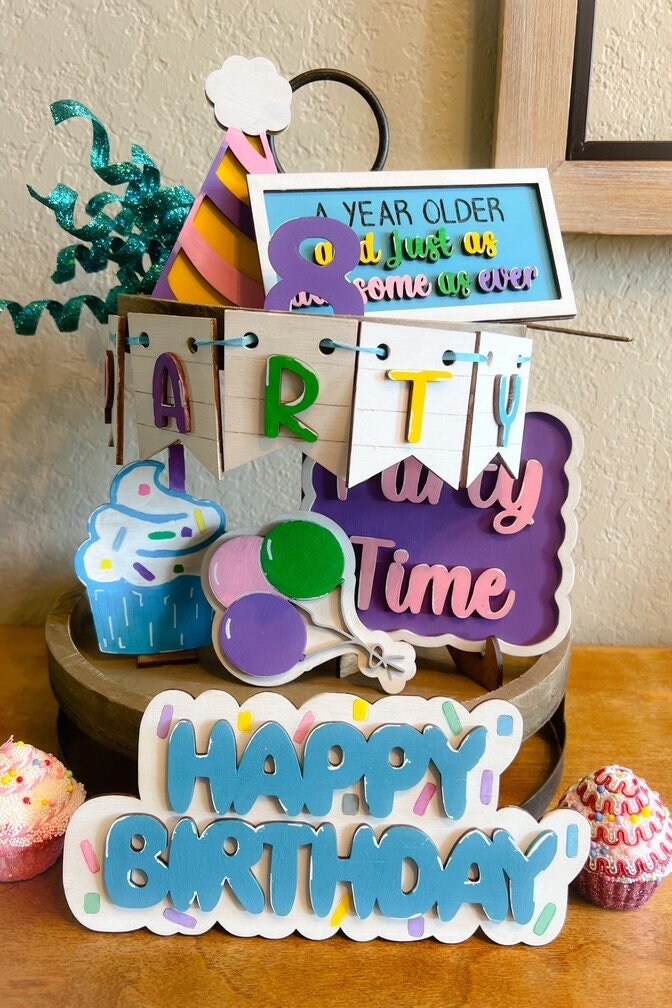Birthday Tier Tray - Birthday Mini Signs - Birthday Decor - Signs