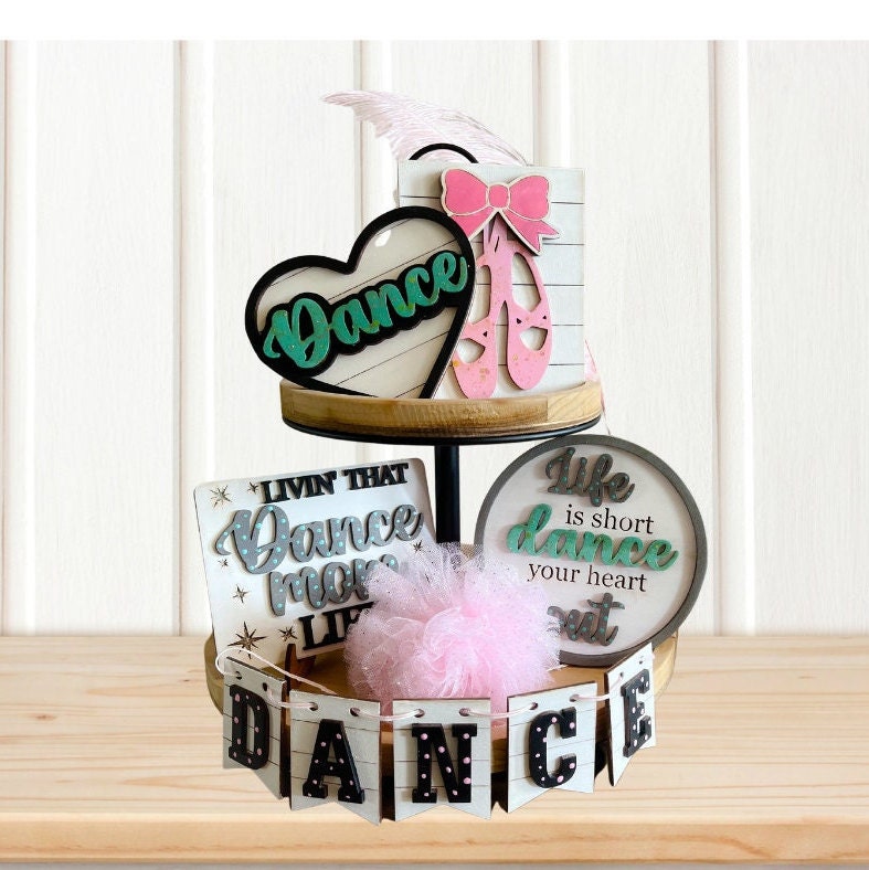 Dance Tiered Tray Decor - Ballerina - Dancer Decor - Sports Themed Tiered Tray - Finished Tiered Tray Set - Dance Gift
